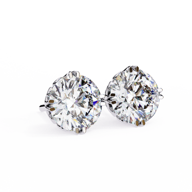 2.60 Carat Round Shape Lab Diamond Stud Earrings In White Gold