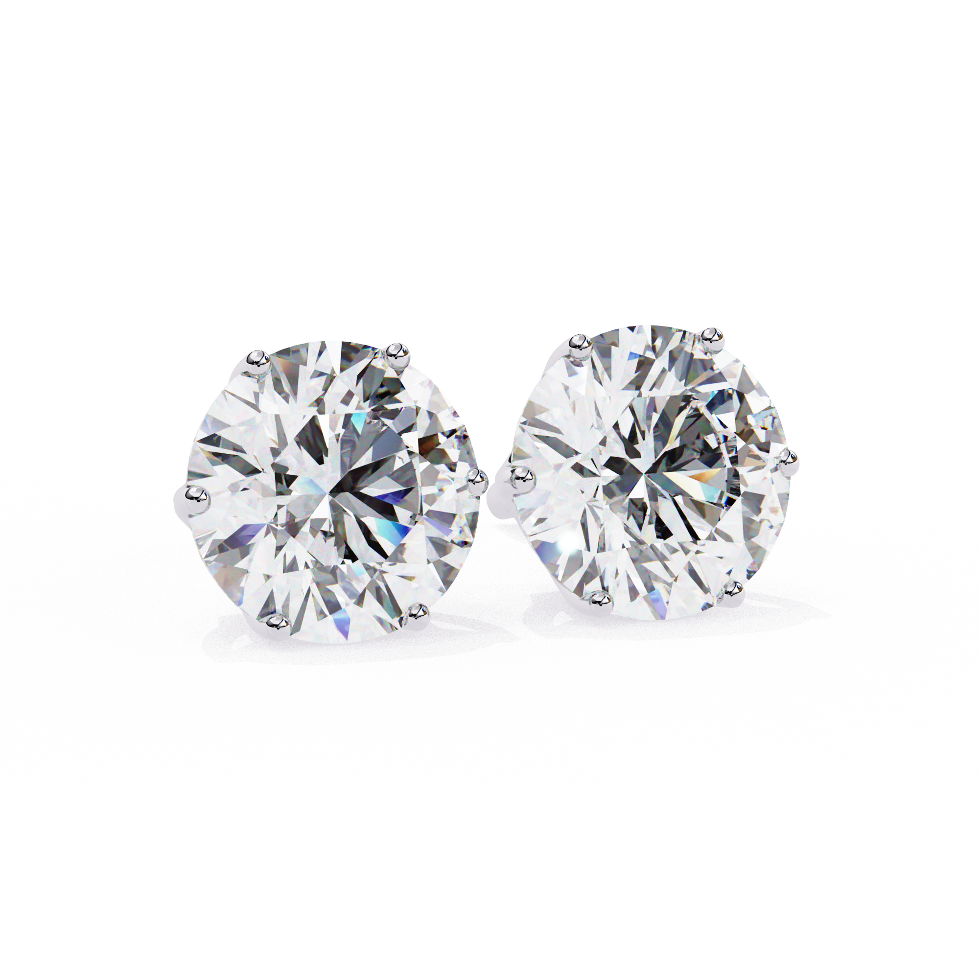 2.60 Carat Round Lab Grown Diamond Stud Earrings