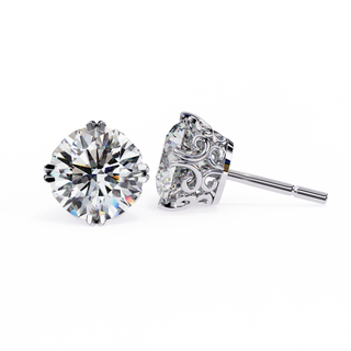 2.60 Carat Round Shape Lab Diamond Stud Earrings In White Gold