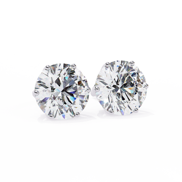 2.60 Carat Round Shape Lab Diamond Stud Earrings In White Gold