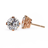 2.60 Carat Round Shape Lab Diamond Stud Earrings In Rose Gold