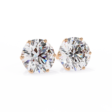 2.60 Carat Round Shape Lab Diamond Stud Earrings In Rose Gold