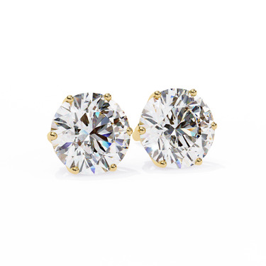 2.60 Carat Round Shape Lab Diamond Stud Earrings In Yellow Gold