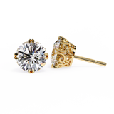 2.60 Carat Round Shape Lab Diamond Stud Earrings In Yellow Gold