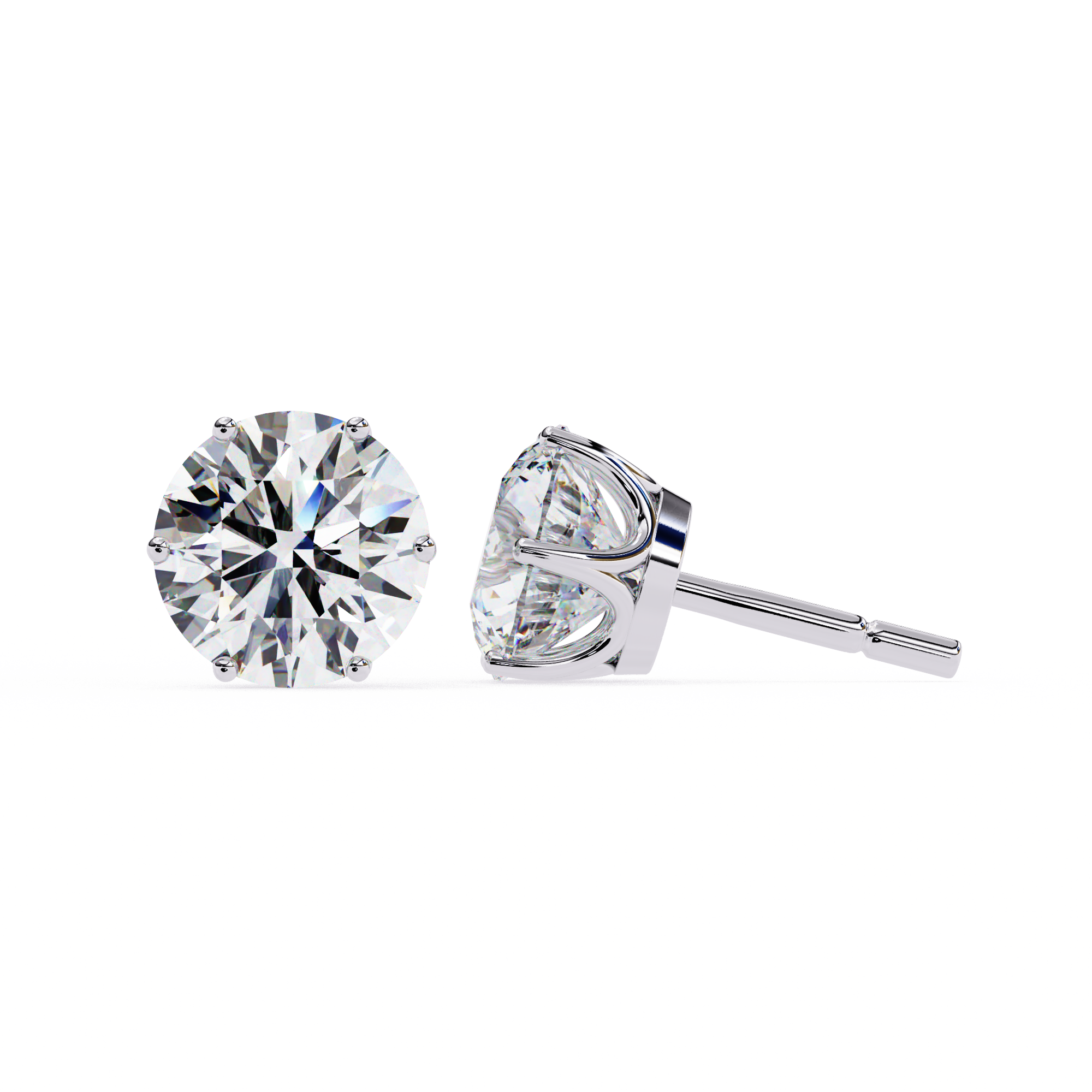 2.60 Carat Round Lab Grown Diamond Stud Earrings 950 Platinum