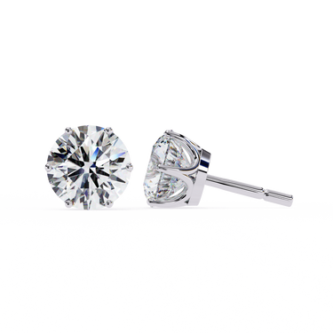 2.60 Carat Round Shape Lab Diamond Stud Earrings In White Gold