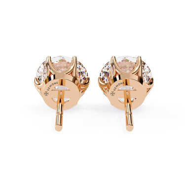 2.60 Carat Round Shape Lab Diamond Stud Earrings In Rose Gold