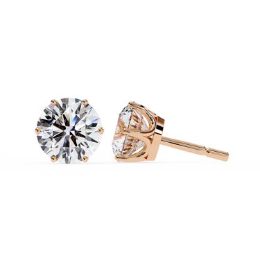 2.60 Carat Round Shape Lab Diamond Stud Earrings In Rose Gold