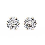 2.60 Carat Round Lab Grown Diamond Stud Earrings 18K Yellow Gold