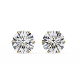 2.60 Carat Round Shape Lab Diamond Stud Earrings In Yellow Gold