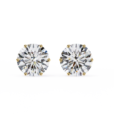 2.60 Carat Round Shape Lab Diamond Stud Earrings In Yellow Gold