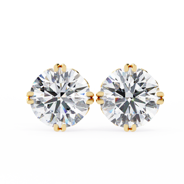 2.60 Carat Round Shape Lab Diamond Stud Earrings In Yellow Gold