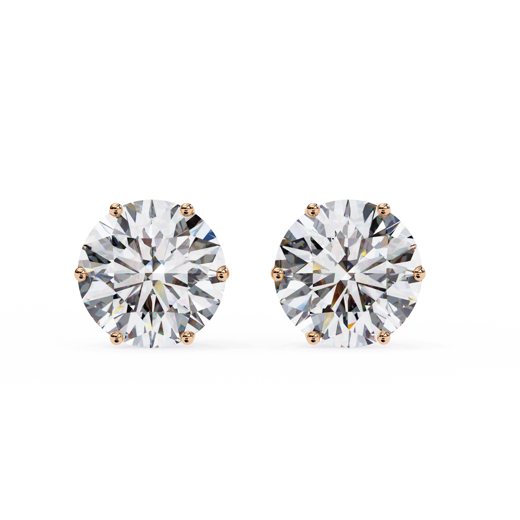 2.60 Carat Round Lab Grown Diamond Stud Earrings 18K Rose Gold
