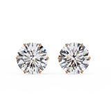 2.60 Carat Round Shape Lab Diamond Stud Earrings In Rose Gold