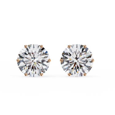 2.60 Carat Round Shape Lab Diamond Stud Earrings In Rose Gold