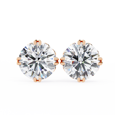 2.60 Carat Round Shape Lab Diamond Stud Earrings In Rose Gold