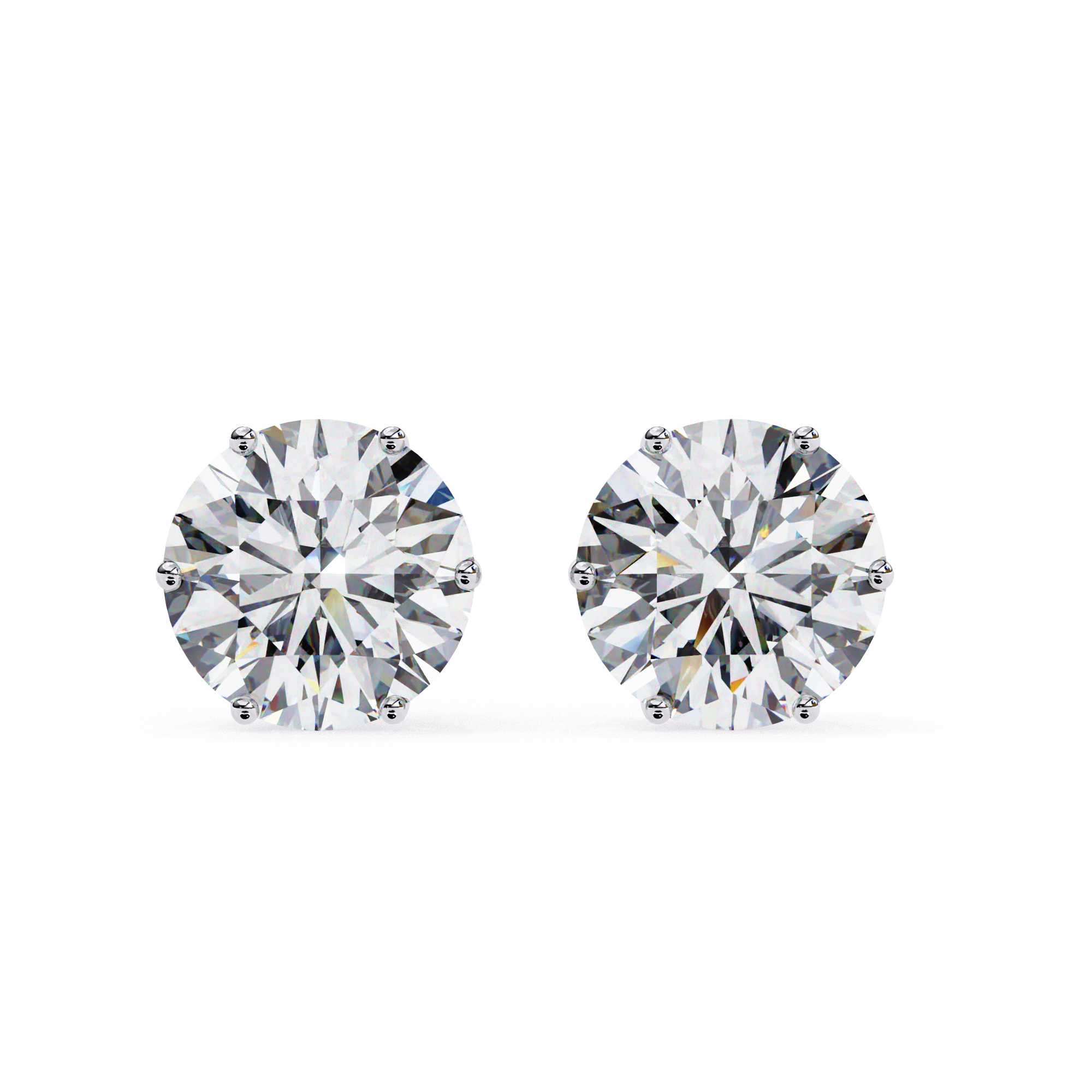 2.60 Carat Round Lab Grown Diamond Stud Earrings 18K White Gold