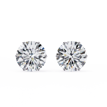 2.60 Carat Round Shape Lab Diamond Stud Earrings In White Gold