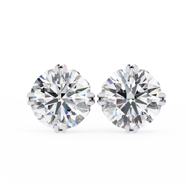 2.60 Carat Round Shape Lab Diamond Stud Earrings In White Gold