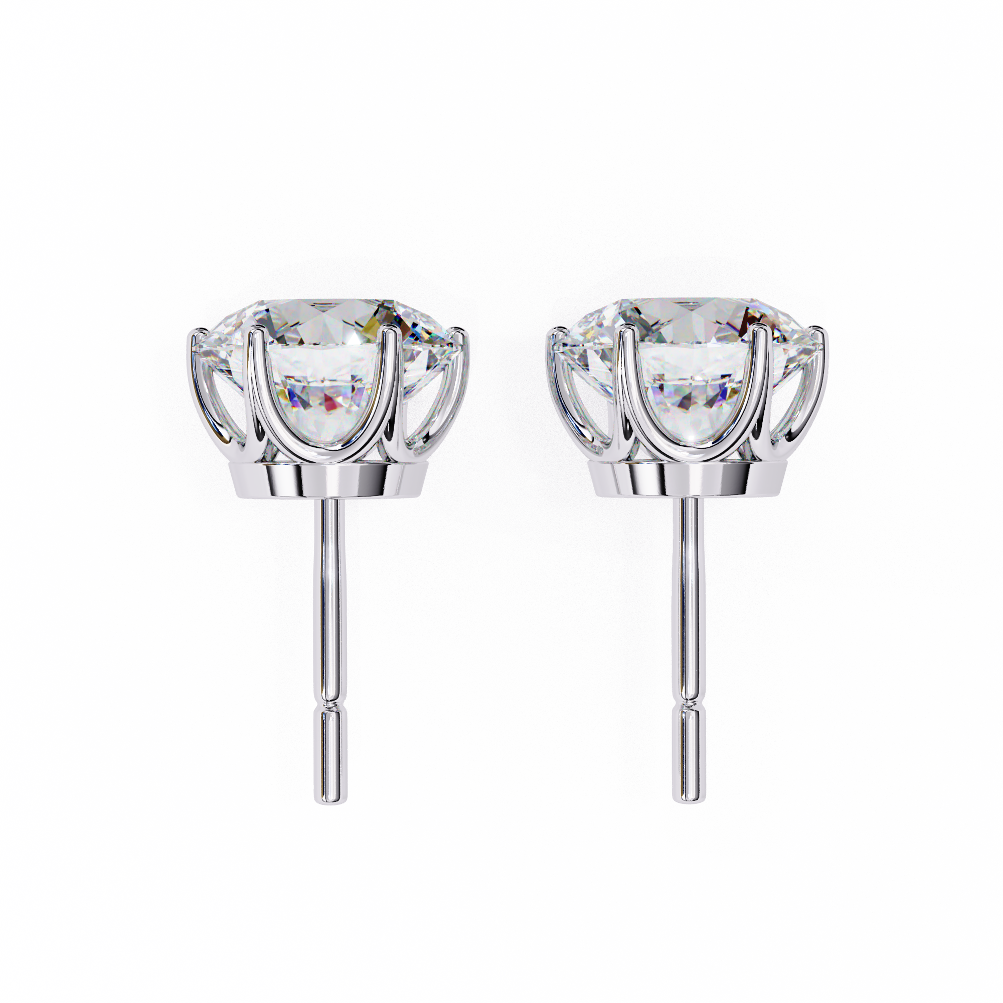 2.60 Carat Round Lab Grown Diamond Stud Earrings