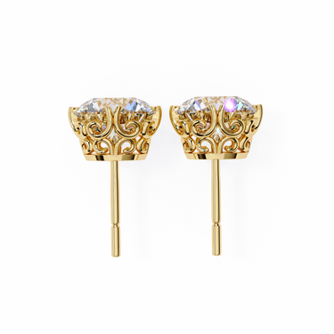 2.60 Carat Round Shape Lab Diamond Stud Earrings In Yellow Gold