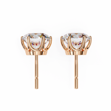 2.60 Carat Round Shape Lab Diamond Stud Earrings In Rose Gold