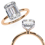 2.62 Carat Emerald Cut Hidden Halo Lab Diamond Engagement Ring In Rose Gold