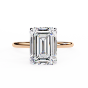 Emerald Claw Prong Halo Lab Diamond Engagement Ring 18K Rose Gold