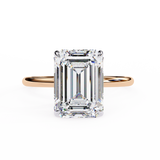 2.62 Carat Emerald Cut Hidden Halo Lab Diamond Engagement Ring In Rose Gold