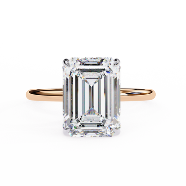 2.62 Carat Emerald Cut Hidden Halo Lab Diamond Engagement Ring In Rose Gold