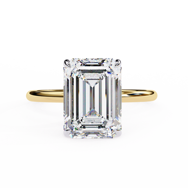 2.62 Carat Emerald Cut Hidden Halo Lab Diamond Engagement Ring In Yellow Gold