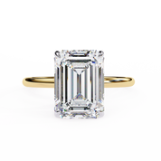 Emerald Claw Prong Halo Lab Diamond Engagement Ring 18K Yellow Gold