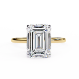 2.62 Carat Emerald Cut Hidden Halo Lab Diamond Engagement Ring In Yellow  Gold