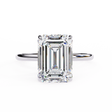 2.62 Carat Emerald Cut Hidden Halo Lab Diamond Engagement Ring In White Gold