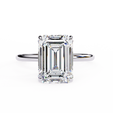 2.62 Carat Emerald Cut Hidden Halo Lab Diamond Engagement Ring In White Gold