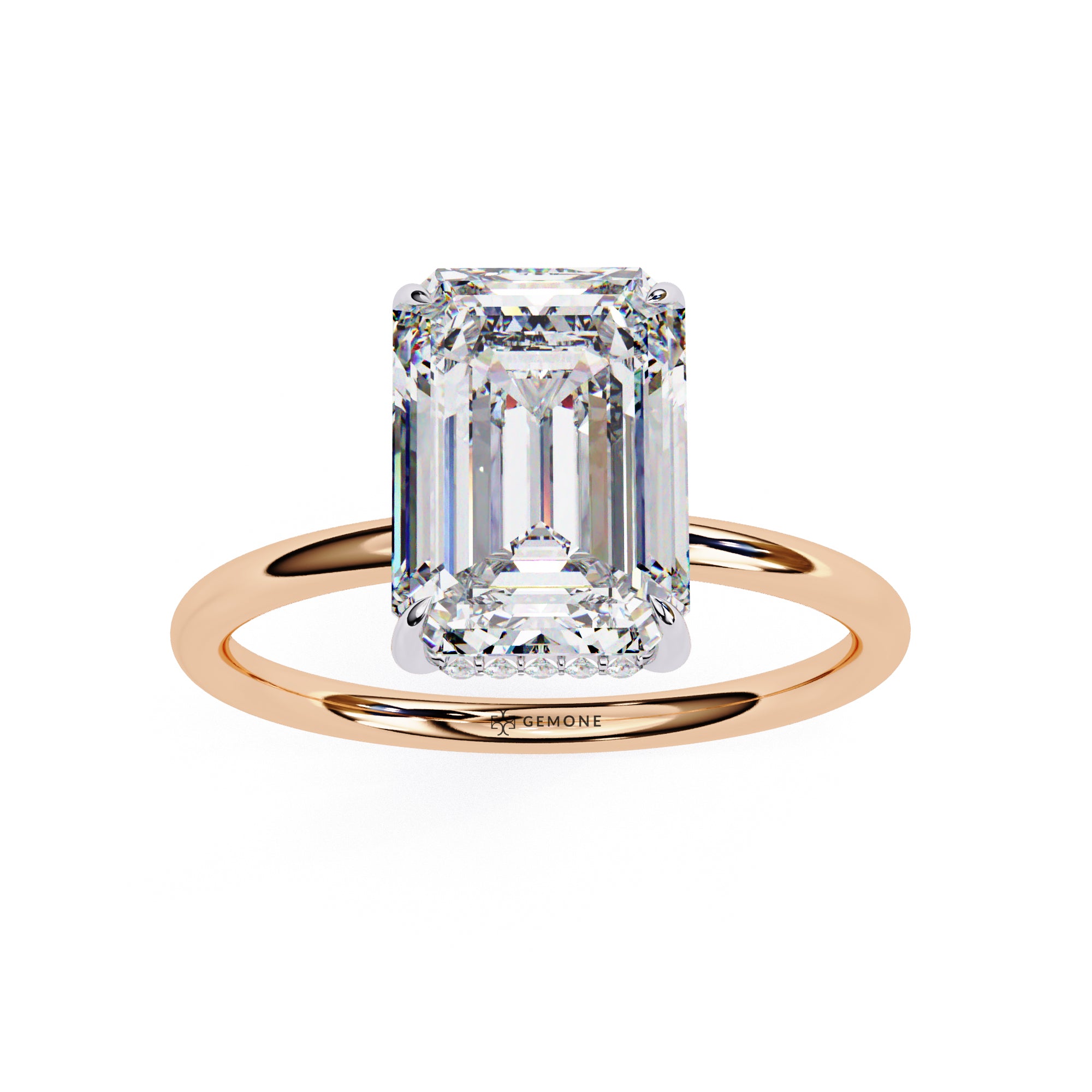 Emerald Claw Prong Halo Lab Diamond Engagement Ring