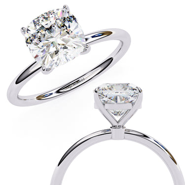 2.65 Carat Cushion Cut Solitaire Lab Diamond Engagement Ring In White Gold