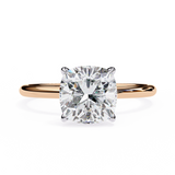 2.65 Carat Cushion Cut Solitaire Lab Diamond Engagement Ring In Rose Gold