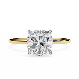 2.65 Carat Cushion Cut Solitaire Lab Diamond Engagement Ring In Yellow Gold