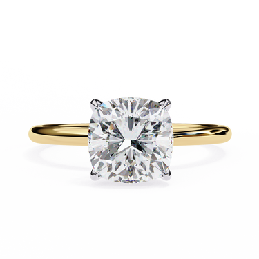 2.65 Carat Cushion Cut Solitaire Lab Diamond Engagement Ring In Yellow Gold