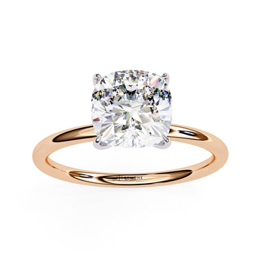 2.65 Carat Cushion Cut Solitaire Lab Diamond Engagement Ring In Rose Gold