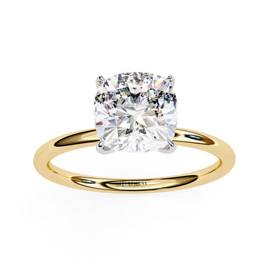 2.65 Carat Cushion Cut Solitaire Lab Diamond Engagement Ring In Yellow Gold