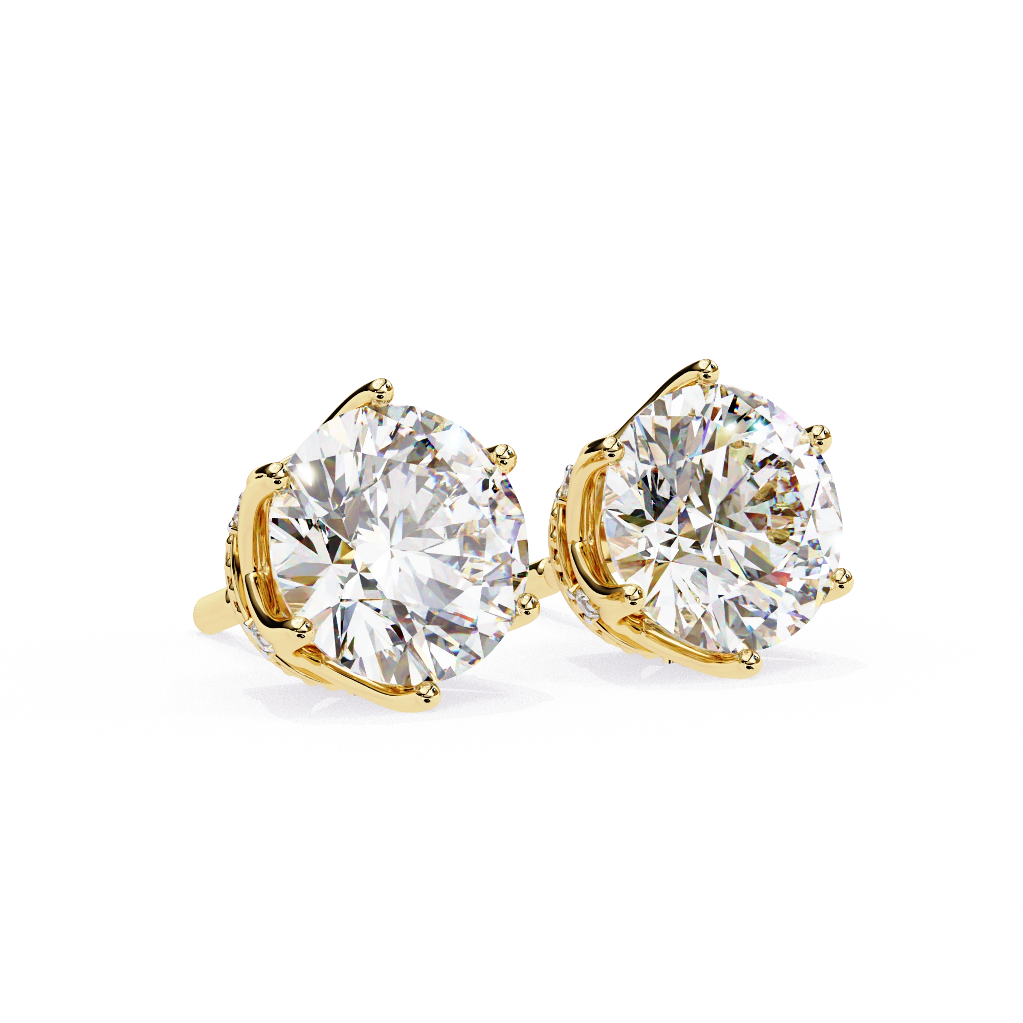2.66 Ct Lab White Diamond Stud Earrings Yellow Gold