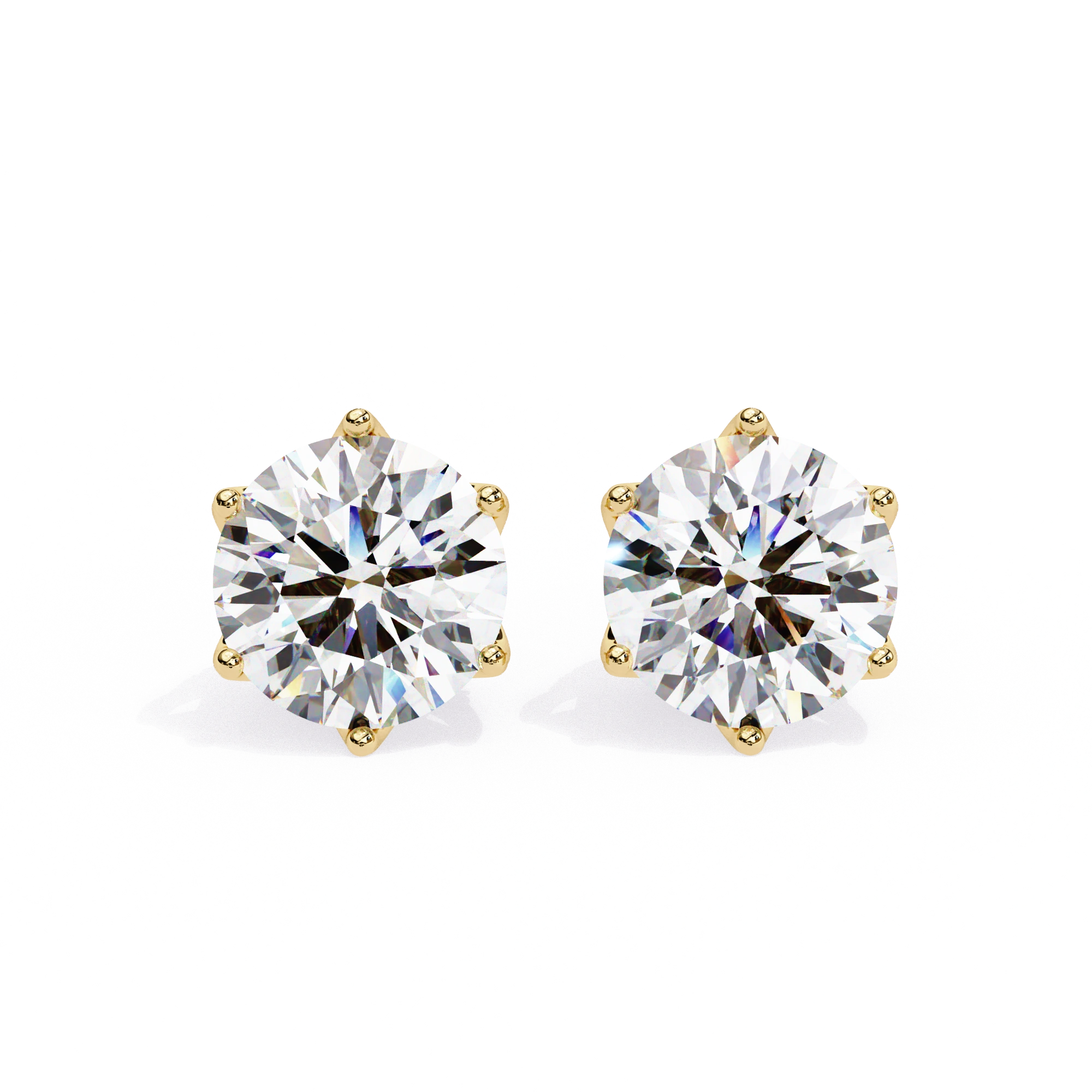 2.66 Ct Lab White Diamond Stud Earrings Yellow Gold Lab Diamond
