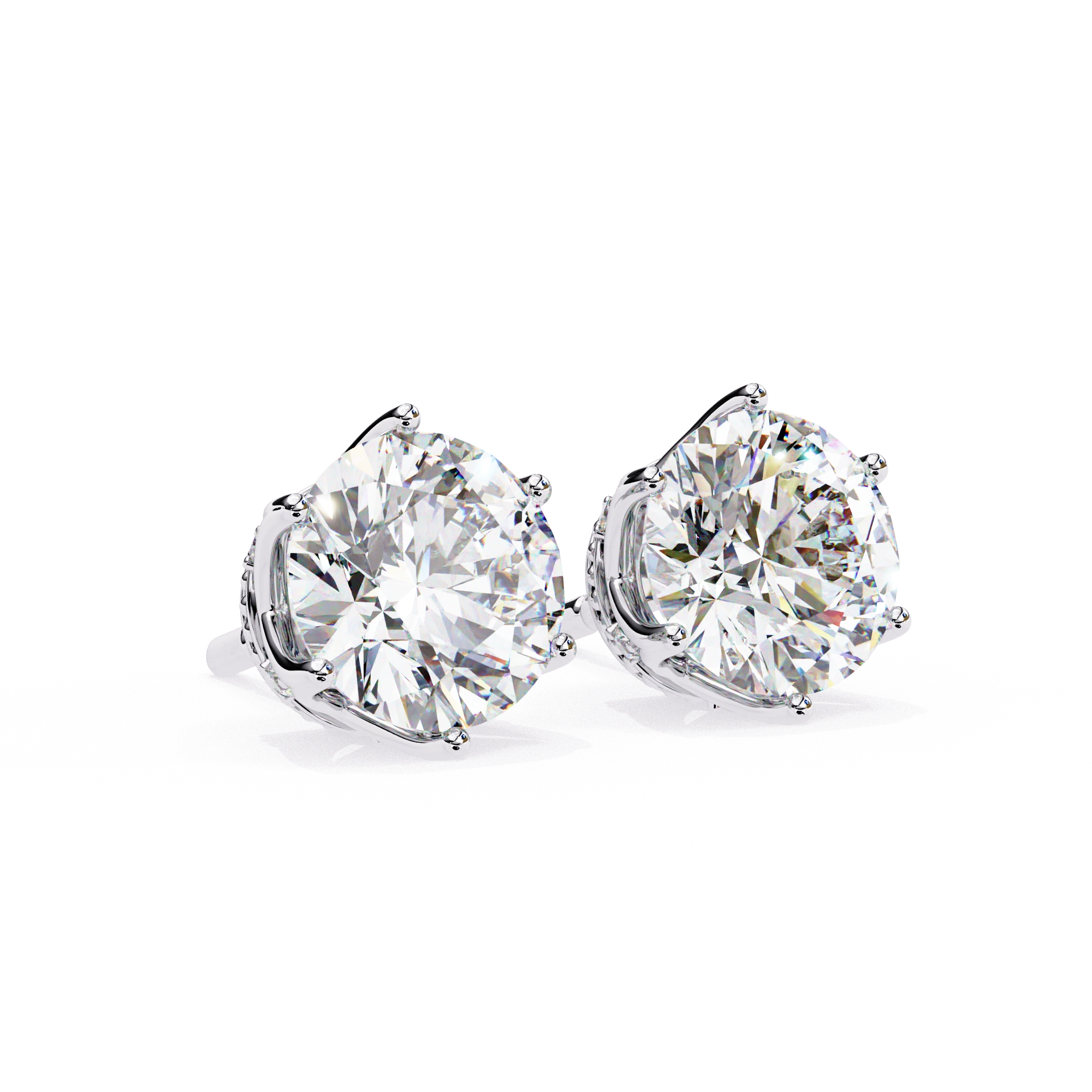 2.66 Ct Lab White Diamond Stud Earrings Yellow Gold Lab Diamond