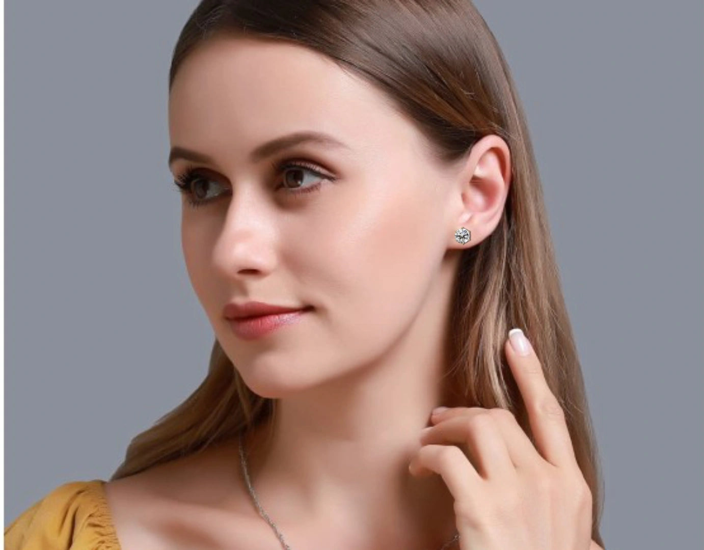 2.66 Ct Lab White Diamond Stud Earrings Yellow Gold