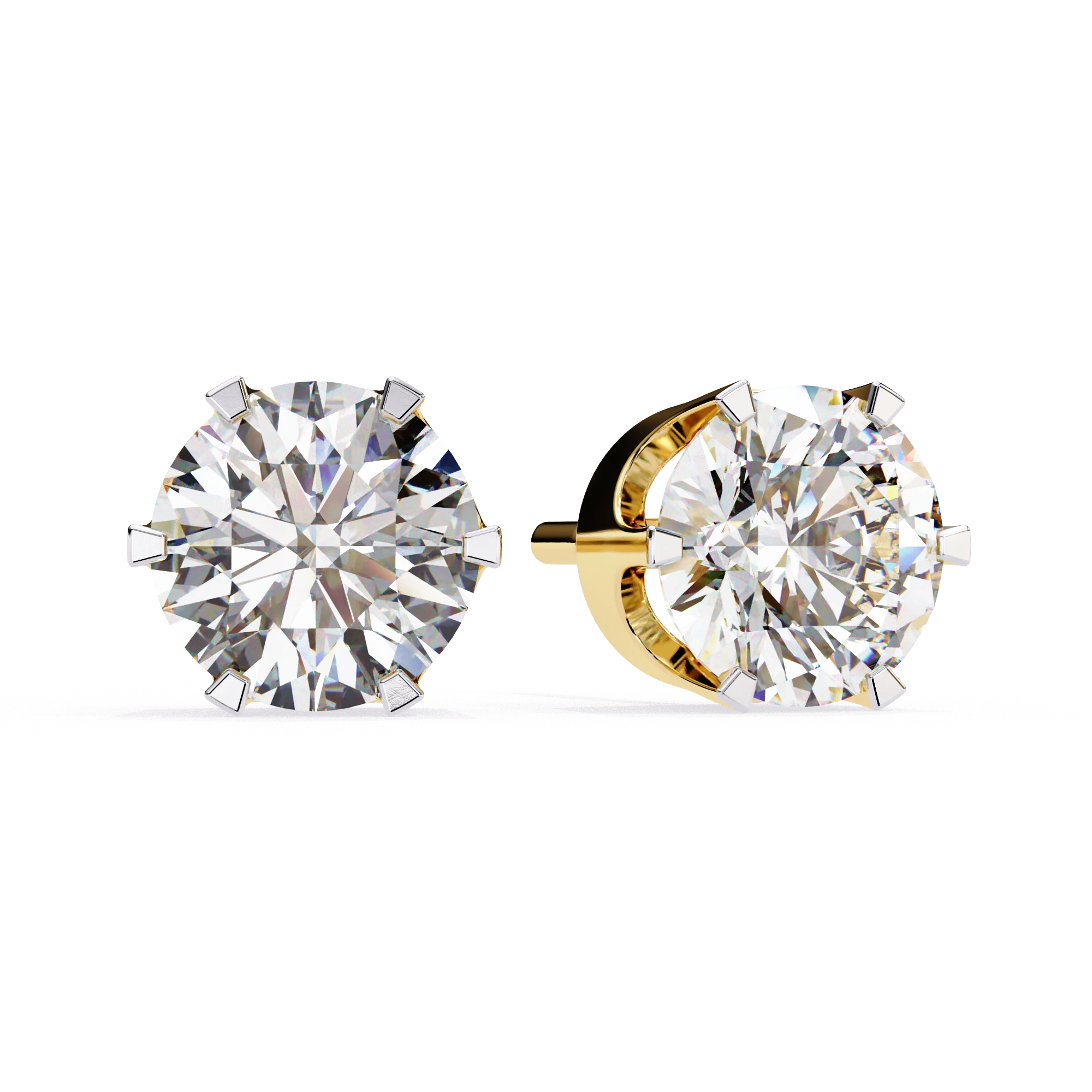 2.60 Carat Diamond Earrings Studs With Flat Back Setting