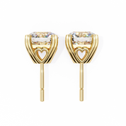 2.60 Carat Diamond Earrings Studs With Heart Basket Flat Back Design