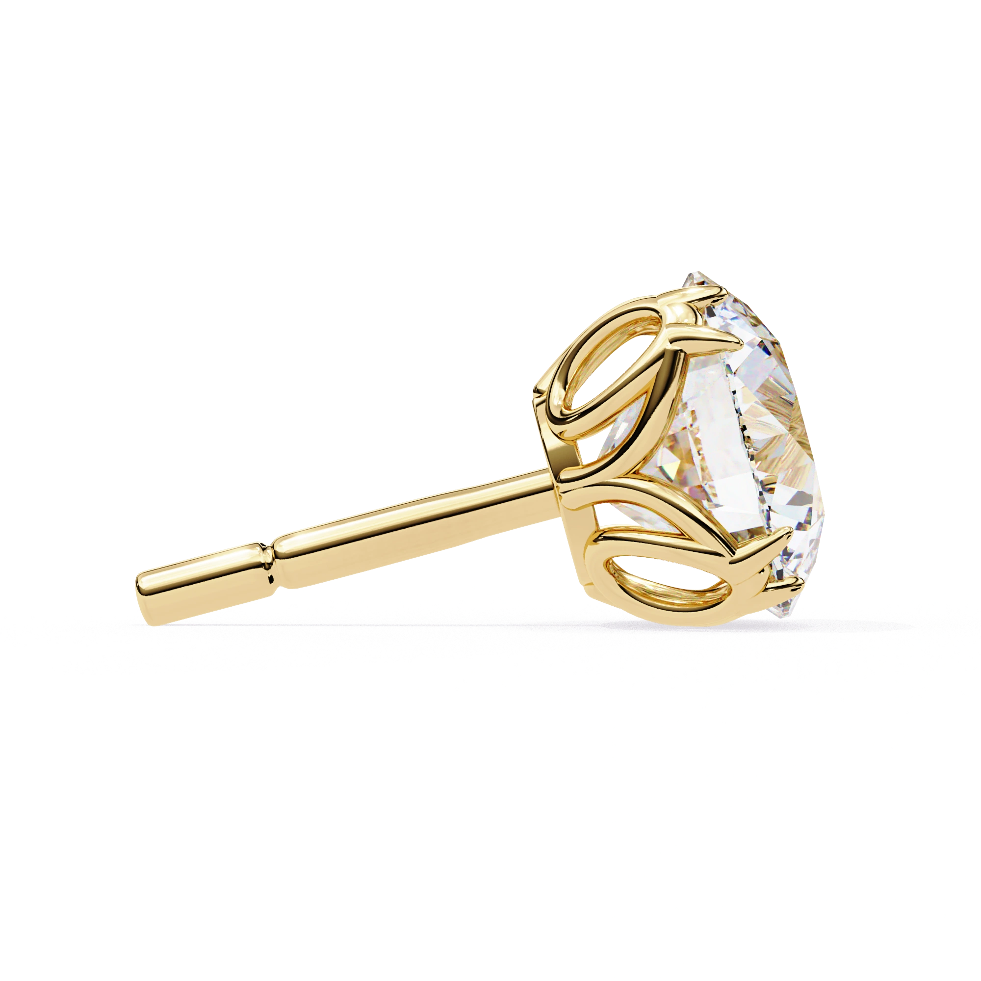 2.50 Carat Round Diamond Stud Earrings with Double Prong Settings