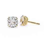 2.50 Carat Round Diamond Stud Earrings with Double Prong Settings